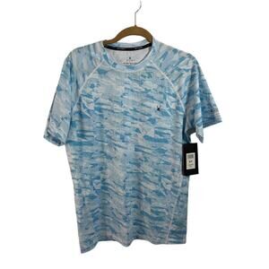 Men's Spyder Swim Rash Guard Shirt Digital Camo Blue Small